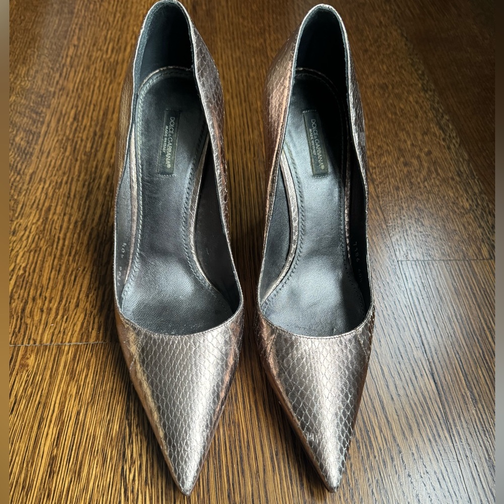 Dolce & Gabbana Metallic Python Embossed Leather … - image 1